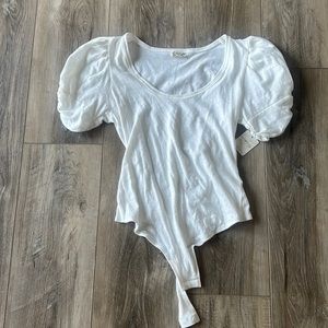 Nwt free people intimately white puff sleeve bodysuit small